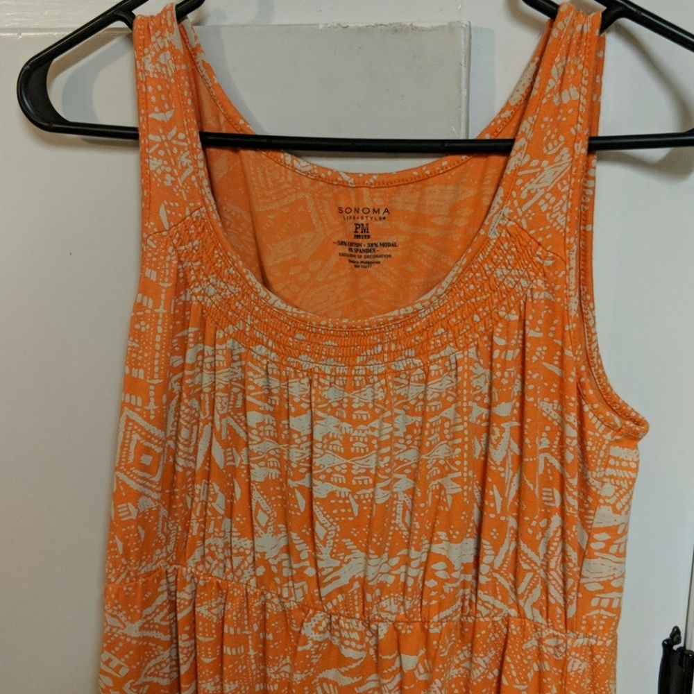 Sonoma orange patterned tank dress with pockets!